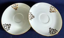 Lade das Bild in den Galerie-Viewer, 15 Teiliges MOCCA~ KAFFEESERVICE - Porzellan, Goldrand Geometrisch Abstrakt Symbol Zeichen Wappen Dekor Motiv