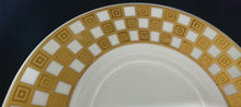 Lade das Bild in den Galerie-Viewer, 2er Set 2er KAFFEEGEDECKE - Porzellan, Goldrand Breite Streifen Vierecke Quadrate Schachbrett Punkte Motiv Dekor