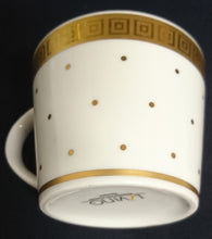 Lade das Bild in den Galerie-Viewer, KAFFEETASSE - Porzellan, Goldrand Breite Streifen Vierecke Quadrate Punkte Motiv Dekor