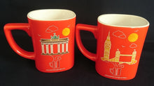 Lade das Bild in den Galerie-Viewer, 2er Set THERMO KAFFEETASSEN - Porzellan, Twitter #GoodMorningLondon Nescafe Aufschrift Big Ben Tower Bridge Motiv Dekor