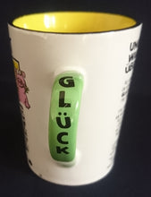 Lade das Bild in den Galerie-Viewer, KAFFEETASSE - Keramik / Steingut, Kleeblatt Glücksschwein Das Wort Glück Text Aufschrift Motiv Dekor