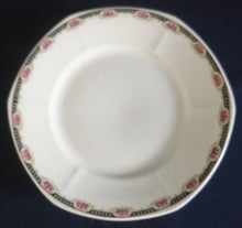 Lade das Bild in den Galerie-Viewer, 2er Set DESSERTTELLER - Porzellan, Goldrand Rosenblüten Bouquet Punkte Kreise Motiv Dekor