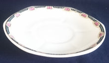 Lade das Bild in den Galerie-Viewer, 2er KAFFEEGEDECK - Porzellan, Goldrand Rosenblüten Bouquet Punkte Kreise Motiv Dekor