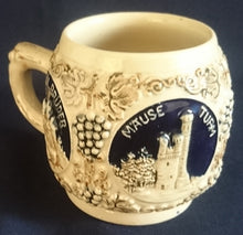 Lade das Bild in den Galerie-Viewer, BOWLE~ GETRÄNKEKRUG - Keramik / Steingut, Burgen Schloß Schlösser Ruinen Weintrauben Abstrakt Aufschrift Motiv Dekor