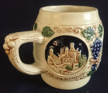 Lade das Bild in den Galerie-Viewer, BOWLE~ GETRÄNKEKRUG - Keramik / Steingut, Burgen Schloß Schlösser Ruinen Weintrauben Abstrakt Aufschrift Motiv Dekor