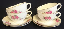 Lade das Bild in den Galerie-Viewer, 2er TEEGEDECK - Porzellan, Goldrand Flora Rosenblumen Blüten Motiv Dekor