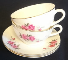 Lade das Bild in den Galerie-Viewer, TEETASSE - Porzellan, Goldrand Flora Rosenblumen Blüten Motiv Dekor