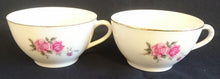 Lade das Bild in den Galerie-Viewer, 2er Set TEETASSEN - Porzellan, Goldrand Flora Rosenblumen Blüten Motiv Dekor