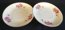 Lade das Bild in den Galerie-Viewer, 2er Set UNTERTASSEN - Porzellan, Goldrand Flora Rosenblumen Blüten Motiv Dekor