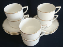 Lade das Bild in den Galerie-Viewer, KAFFEETASSE - Porzellan, Goldrand Klassisch Linien Motiv Dekor (BC)