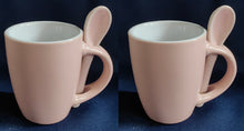 Lade das Bild in den Galerie-Viewer, ESPRESSO~ KAFFEETASSE & LÖFFEL - Keramik / Steingut, Moderne Einfärbige Form Dekor (Rosa)