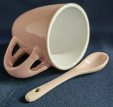 Lade das Bild in den Galerie-Viewer, ESPRESSO~ KAFFEETASSE & LÖFFEL - Keramik / Steingut, Moderne Einfärbige Form Dekor (Rosa)