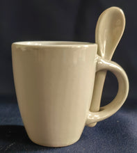 Lade das Bild in den Galerie-Viewer, ESPRESSO~ KAFFEETASSE & LÖFFEL - Keramik / Steingut, Moderne Einfärbige Form Dekor (Grau)