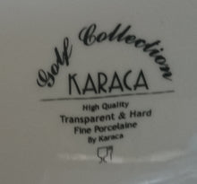 Lade das Bild in den Galerie-Viewer, 2 EBENEN ETAGERE "Golf Collection" - Porzellan & Metall, Gesprenkeltes Punkte Rand Linien Abstrakt Motiv Dekor