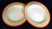 Lade das Bild in den Galerie-Viewer, 2er Set SUPPENTELLER - Porzellan, Streifen Balken Linien Regenbogenfarben Motiv Dekor (BC)