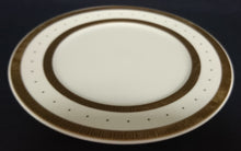 Lade das Bild in den Galerie-Viewer, SPEISETELLER - Porzellan, Goldrand Breite Streifen Vierecke Quadrate Punkte Motiv Dekor