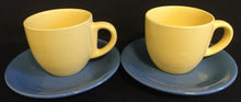 Lade das Bild in den Galerie-Viewer, 2er KAFFEEGEDECK "Scandia" - Porzellan, Einfärbiges Modernes Motiv Dekor (Gelb / Blau)