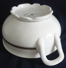 Lade das Bild in den Galerie-Viewer, SUPPENTERRINE MIT DECKEL - Porzellan, Abstrakt Flora Blatt Blätter Ranken Gewölbter Rand Motiv Dekor