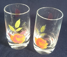 Lade das Bild in den Galerie-Viewer, 2er Set SHOT~ SCHNAPS~ GETRÄNKEGLÄSER - Hartglas, Flora Rosen Blumenblüte Blatt Blätter Motiv Dekor