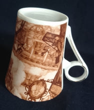 Lade das Bild in den Galerie-Viewer, 2er Set 2er KAFFEEGEDECKE - Porzellan, Gemälde Malerei Stadtleben Aufschrift Motiv Dekor