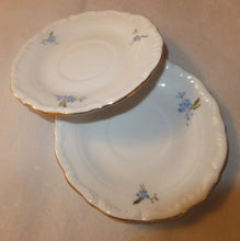 Lade das Bild in den Galerie-Viewer, 17 Teiliges Mocca Kaffeeservice - Porzellan, Goldrand Vergiss mein Nicht Blumenblüten Flora Pflanzen Gewölbter Relief Motiv Dekor