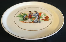 Lade das Bild in den Galerie-Viewer, DESSERTTELLER - Porzellan, Goldrand Linien Personen Menschen Flora Natur Motiv Dekor (BC)