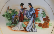 Lade das Bild in den Galerie-Viewer, DESSERTTELLER - Porzellan, Goldrand Linien Personen Menschen Flora Natur Motiv Dekor (BC)