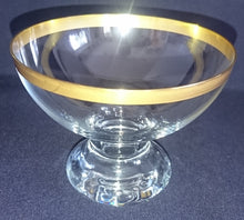 Lade das Bild in den Galerie-Viewer, EIS~ DESSERTSCHALE - Hartglas, Modernes Band Breiter Linien Golddekor Motiv