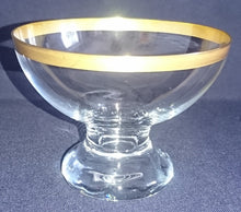 Lade das Bild in den Galerie-Viewer, 2er Set EIS~ DESSERTSCHALEN - Hartglas, Modernes Band Breiter Linien Golddekor Motiv