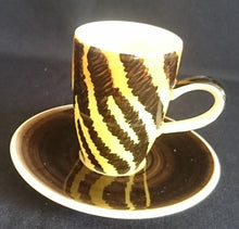 Lade das Bild in den Galerie-Viewer, 2er Set MOCCA KAFFFETASSEN - Keramik / Steingut, Leoparden Tiger Zebra Fell Muster Motiv Dekor