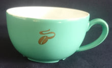 Lade das Bild in den Galerie-Viewer, 2er Set 2er CAPPUCCINO~ KAFFEEGEDECKE - Porzellan, Goldene Tchibo Kaffeebohne Motiv Dekor