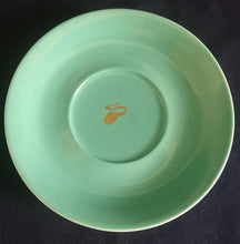 Lade das Bild in den Galerie-Viewer, 2er CAPPUCCINO~ KAFFEEGEDECK - Porzellan, Goldene Tchibo Kaffeebohne Motiv Dekor