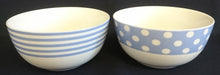 Lade das Bild in den Galerie-Viewer, 2er Set FRÜHSTÜCKS~ MÜSLISCHÜSSELN - Porzellan, Streifen Balken Linien Kreise Tupfen Punkte Motiv Dekor