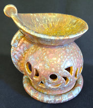 Lade das Bild in den Galerie-Viewer, 3er Set WINDDUFT TEELICHTHALTER - Keramik / Steingut, Farblich Meliertes Durchbrochen Kreise Sichel Dreieck Motiv Dekor