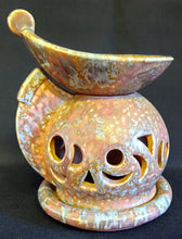 Lade das Bild in den Galerie-Viewer, 3er Set WINDDUFT TEELICHTHALTER - Keramik / Steingut, Farblich Meliertes Durchbrochen Kreise Sichel Dreieck Motiv Dekor