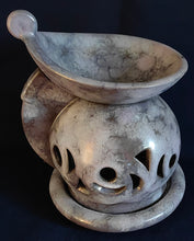 Lade das Bild in den Galerie-Viewer, 3er Set WINDDUFT TEELICHTHALTER - Keramik / Steingut, Farblich Meliertes Durchbrochen Kreise Sichel Dreieck Motiv Dekor