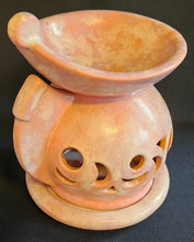 Lade das Bild in den Galerie-Viewer, 3er Set WINDDUFT TEELICHTHALTER - Keramik / Steingut, Farblich Meliertes Durchbrochen Kreise Sichel Dreieck Motiv Dekor