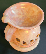 Lade das Bild in den Galerie-Viewer, 3er Set WINDDUFT TEELICHTHALTER - Keramik / Steingut, Farblich Meliertes Durchbrochen Kreise Sichel Dreieck Motiv Dekor