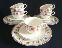 Lade das Bild in den Galerie-Viewer, 15 Teiliges TEESERVICE "Flirt" - Porzellan, Flora Blumenblüten Pflanzen Linien Streifen Rand Motiv Dekor