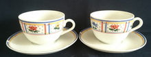 Lade das Bild in den Galerie-Viewer, 2er Set TEETASSEN "Flirt" - Porzellan, Flora Blumenblüten Pflanzen Linien Streifen Rand Motiv Dekor