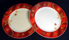 Lade das Bild in den Galerie-Viewer, DESSERTTELLER "Flirt" "Gold Stern" - Porzellan, Advent Weihnachtssterne Breiter Motiv Dekorrand (BC)