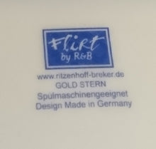 Lade das Bild in den Galerie-Viewer, DESSERTTELLER "Flirt" "Gold Stern" - Porzellan, Advent Weihnachtssterne Breiter Motiv Dekorrand (BC)