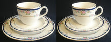 Lade das Bild in den Galerie-Viewer, 2er Set KAFFEETASSEN "Patricia" - Porzellan, Goldrand Flora Rosenblumen Kettenglieder Motiv Dekor