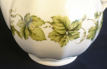 Lade das Bild in den Galerie-Viewer, TEEKANNE MIT DECKEL - Porzellan, Flora Weinblatt Blätter Laub Pflanzen Ranken Motiv Dekor