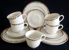 Lade das Bild in den Galerie-Viewer, 2er Set 2er Kaffeegedeck - Porzellan, Abstrakt Geometrisches Dreieck Karo Motiv Dekor