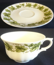 Lade das Bild in den Galerie-Viewer, 2er Set UNTERTASSEN - Porzellan, Flora Weinblatt Blätter Pflanzen Ranken Motiv Dekor