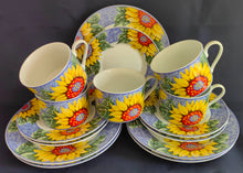 Lade das Bild in den Galerie-Viewer, 2er KAFFEEGEDECK - Porzellan, Flora Sommer Sonnenblumen Blüten Motiv Dekor