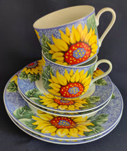 Lade das Bild in den Galerie-Viewer, 2er Set 2er KAFFEEGEDECKE - Porzellan, Flora Sommer Sonnenblumen Blüten Motiv Dekor