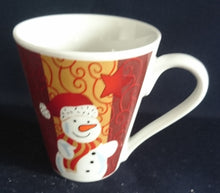 Lade das Bild in den Galerie-Viewer, KAFFEETASSE - Porzellan, Sterne Schneemann Abstrakt Geometrisch Muster Motiv Dekor (BC)