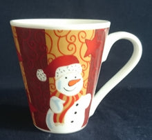 Lade das Bild in den Galerie-Viewer, KAFFEETASSE - Porzellan, Sterne Schneemann Abstrakt Geometrisch Muster Motiv Dekor (BC)